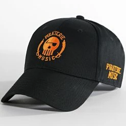 Casquette Logo Noir Orange de Piraterie Music