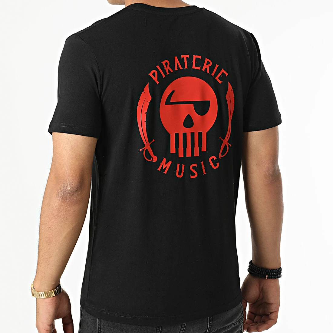 Tee Shirt Logo Chest And Back Noir Rouge de Piraterie Music 3 Tee Shirt Logo Chest And Back Noir Rouge de Piraterie Music