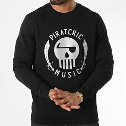 Sweat Crewneck Réfléchissant Logo Noir Argent de Piraterie Music -Black Needle Soldes la piraterie 337978 PIRAT SWCR LOGO NOIREFL 20220913T160059 03