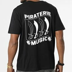 Tee Shirt Oversize Etendard Noir Blanc de Piraterie Music
