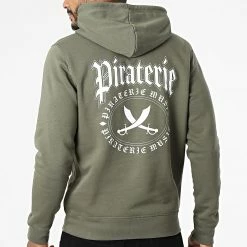 Sweat Capuche Nation Vert Kaki Blanc de Piraterie Music