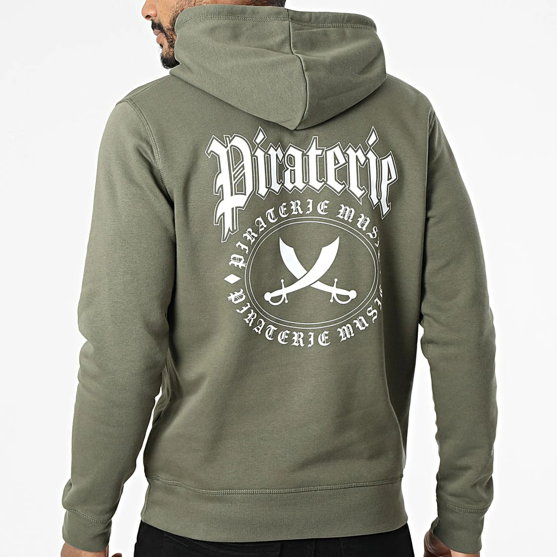Sweat Capuche Nation Vert Kaki Blanc de Piraterie Music 3 Sweat Capuche Nation Vert Kaki Blanc de Piraterie Music