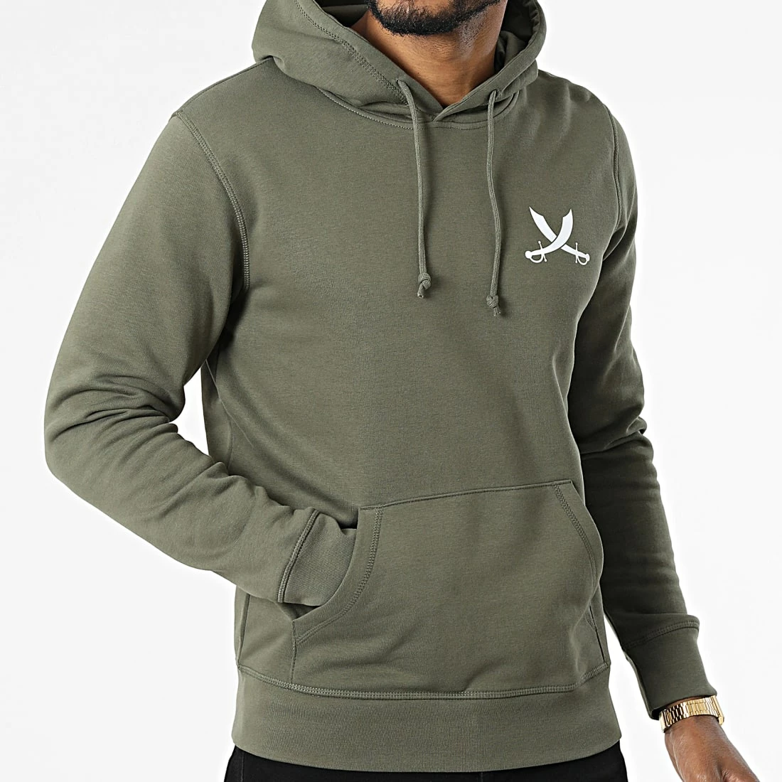 Sweat Capuche Nation Vert Kaki Blanc de Piraterie Music 5 Sweat Capuche Nation Vert Kaki Blanc de Piraterie Music – Image 3