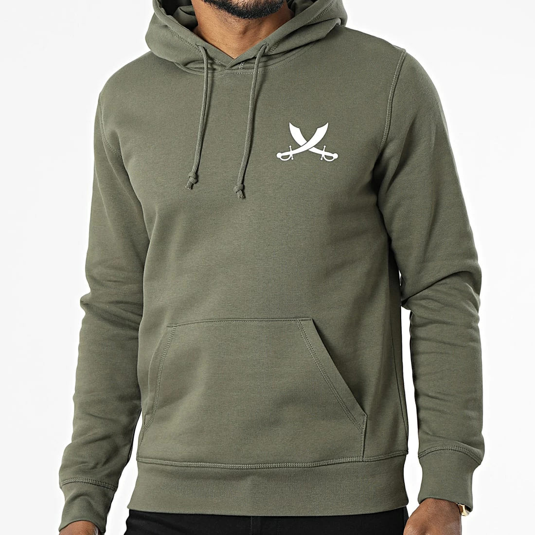 Sweat Capuche Nation Vert Kaki Blanc de Piraterie Music 6 Sweat Capuche Nation Vert Kaki Blanc de Piraterie Music – Image 4