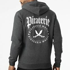 Sweat Capuche Nation Gris Anthracite Blanc de Piraterie Music