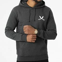 Sweat Capuche Nation Gris Anthracite Blanc de Piraterie Music -Black Needle Soldes la piraterie 341083 PIRAT SWCP NATION ANTHBLC 20220930T154315 03