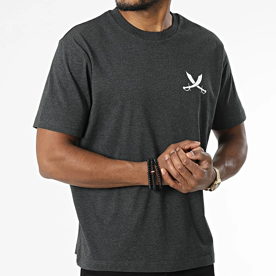 Tee Shirt Oversize Nation Gris Anthracite Chiné Blanc de Piraterie Music 5 Tee Shirt Oversize Nation Gris Anthracite Chiné Blanc de Piraterie Music – Image 3