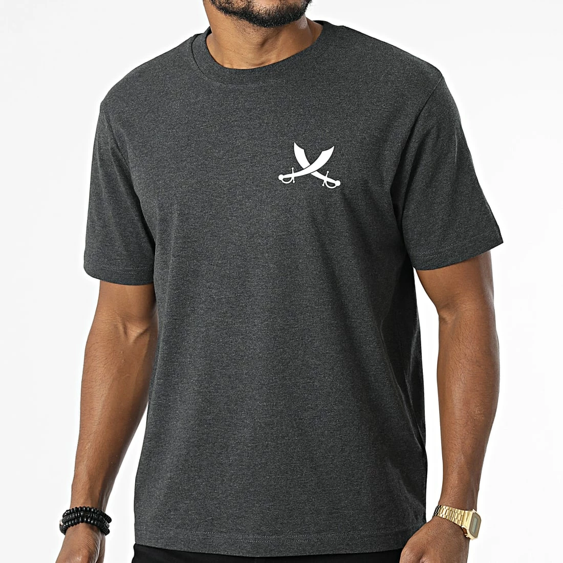 Tee Shirt Oversize Nation Gris Anthracite Chiné Blanc de Piraterie Music 6 Tee Shirt Oversize Nation Gris Anthracite Chiné Blanc de Piraterie Music – Image 4