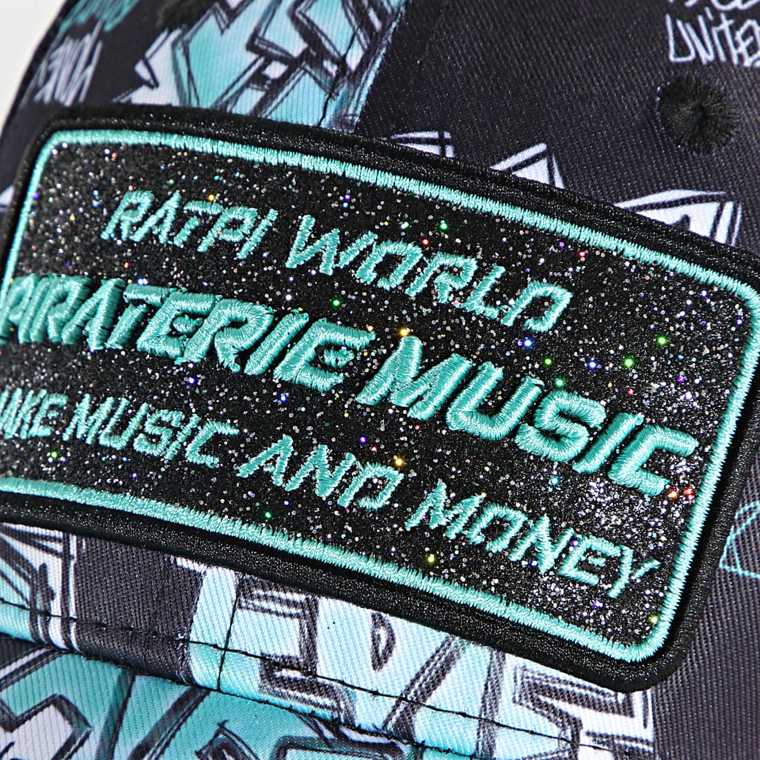 Casquette Print Noir Turquoise de Piraterie Music 4 Casquette Print Noir Turquoise de Piraterie Music – Image 2
