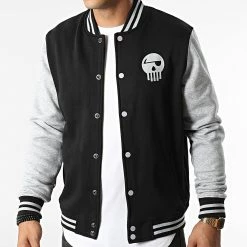 Veste Teddy Logo Réfléchissant Noir Gris Chiné de Piraterie Music -Black Needle Soldes la piraterie 344271 PIRAT TED LOGO NOIGRIREFL 20221020T151039 03