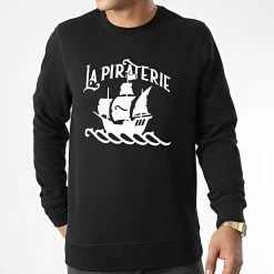 Sweat Crewneck Bateau Noir Blanc de La Piraterie -Black Needle Soldes la piraterie 346155 PIRAT SWCR BATEAU NOIBLC 20221027T161619 03