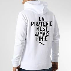 Sweat Capuche LPNJF Blanc Noir de La Piraterie