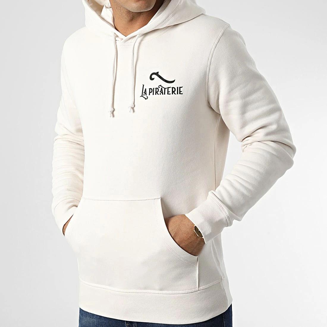 Sweat Capuche LPNJF Beige Noir de La Piraterie 5 Sweat Capuche LPNJF Beige Noir de La Piraterie – Image 3