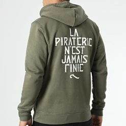 Sweat Capuche LPNJF Vert Kaki Blanc de La Piraterie