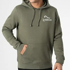 Sweat Capuche LPNJF Vert Kaki Blanc de La Piraterie -Black Needle Soldes la piraterie 346170 PIRAT SWCP LPNJF KAKIBLC 20221028T115856 03
