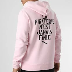 Sweat Capuche LPNJF Rose Noir de La Piraterie