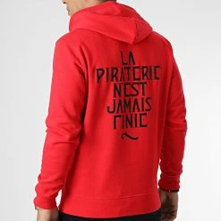 Sweat Capuche LPNJF Rouge Noir de La Piraterie